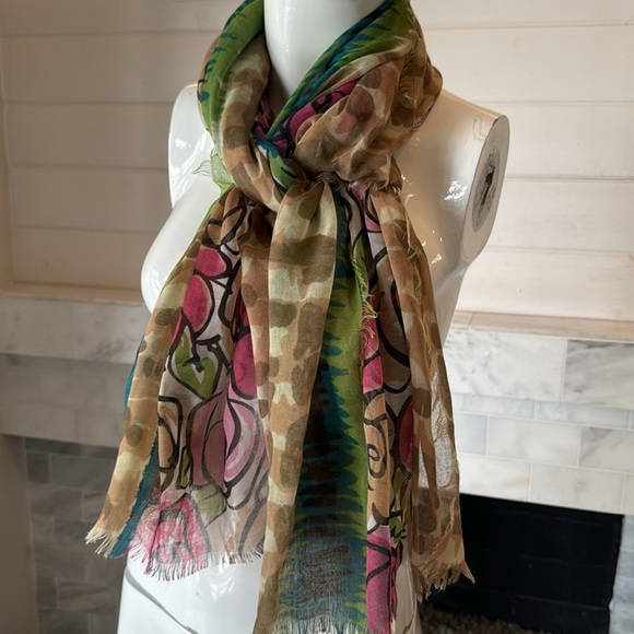 Multicolored Lightweight Mixed Print Scarf Wrap or Sarong - Picture 3 of 10